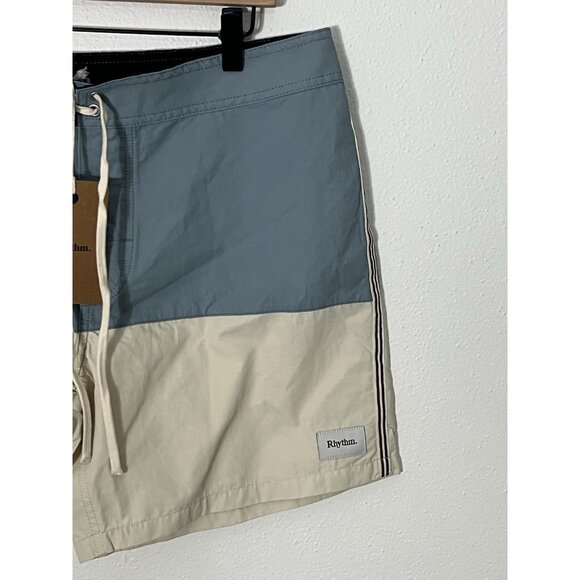 NWT Rhythm Splice Trunk Boardshorts Size 33 Blue - Picture 2 of 11